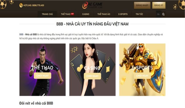 Nhà cái B8B - Trang web cá cược online hàng đầu