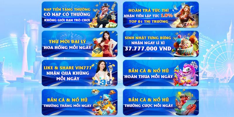 Tổng hợp chương trình khuyến mãi Win777 hot nhất